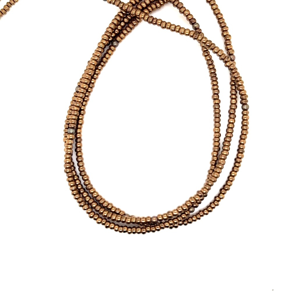 Silpada Bronze Beaded Triple Strand Necklace Sterling Silver Clasp 17-19"